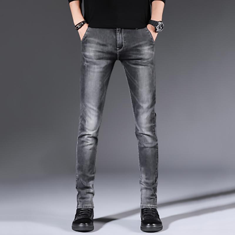 

New Midweight Spring Autumn Jeans Full Length Fashion Pants Men's Denim Casual Trousers, Light dark