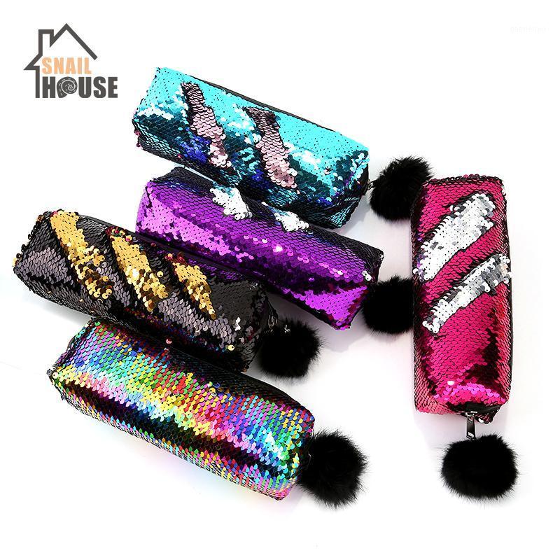 

Snailhouse Mermaid 16 Color Hair Ball Sequins Pencil Bag Student Girl Cute Sequins Cosmetic Bag Children Coin Purse Gift1