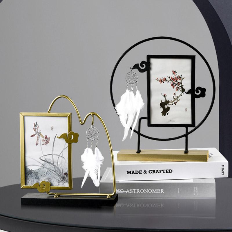 

Chinese Traditional Style Photo Frame Decoration Furnishings Metal Ornaments Office Study Room Decoration Photo Frames Crafts