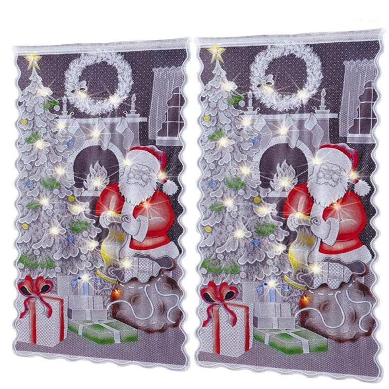 

2pcs Christmas Curtains Santa Clause Printing Reindeer Printed Curtains For Living Room Bedroom Kids' Curtain Home Textiles1, Santa without lamp