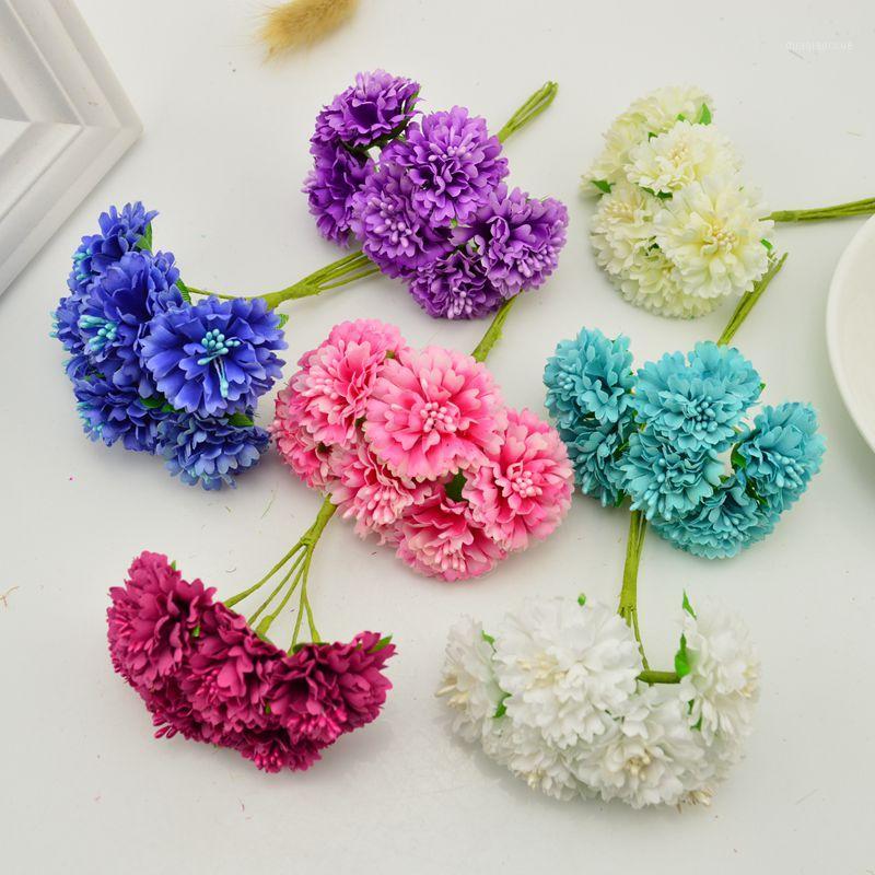 

6 pcs / lot carnation artificial flowers scrapbooking flowers bride headdress diy materials handmade decorative flower 3 CM1, Watermelon red