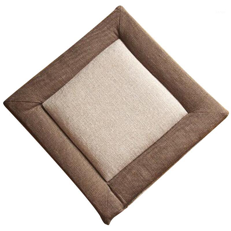 

Flax Chair Cushion Washable Cushion Household Table Tatami Mat Office Stool Pad Home Textile Crafts Accessories1, Coffee creamy white