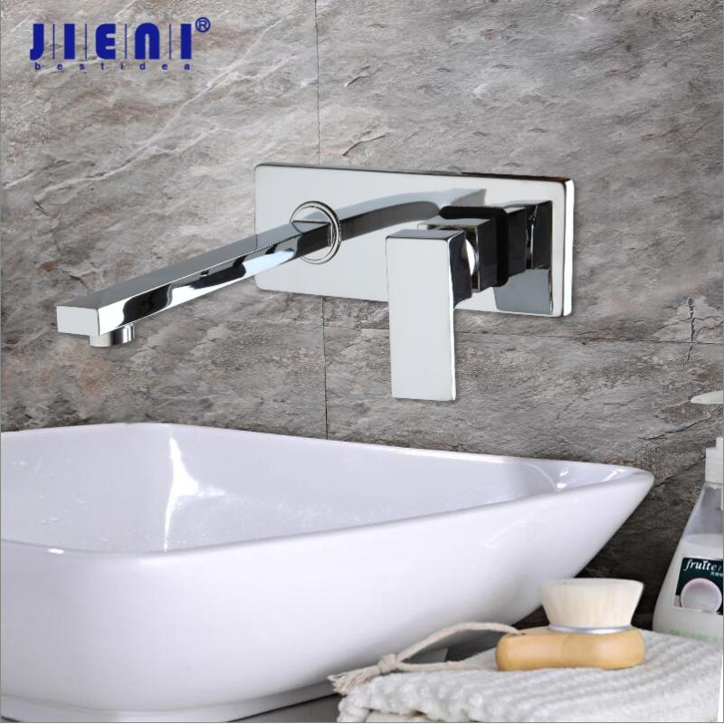 

JIENI Luxury Golden Polished Wall Mount Tap Bathroom Basin Sink Faucet Chrome Brass Hot & Cold Mixer Matte Black Bathtub Faucet