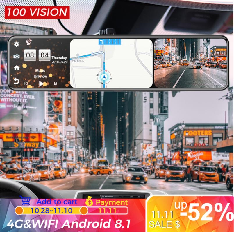 

4G+32G 12 Inch 4G Android 8.1 Car Rearview Mirror Stream Media GPS Navigation Dash Cam Dual 1080P Camera Car Dvr ADAS Registrar
