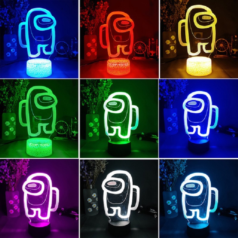 

Hot Friends Game Among us LOGO 3D Illusion Desktop Lamp Coffee Table Decor LED Sensor Lights Atmosphere Bedside Night Lamps