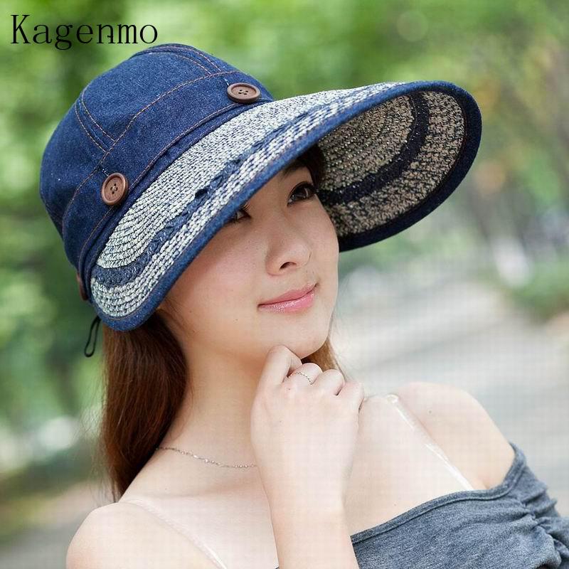 

Wide Brim Hats Kagenmo 2021 Style Straw Thin Sun Hat Bone Women Summer Cap Outdoor Sunscreen Big Lady Beach Two Wear