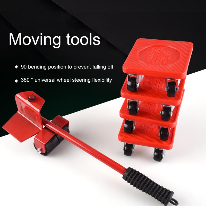 

5PCS/Set Professional Furniture Transport Lifter Tool Set Furniture Mover Wheel Bar Roller Device Heavy Stuffs Moving Hand Tools