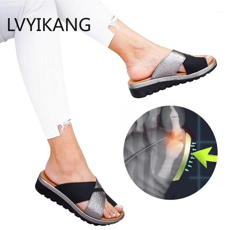 

Women Shoes Slippers Orthopedic Bunion Corrector Comfy Platform Ladies Casual Big Toe Correction Sandal1, Silver a