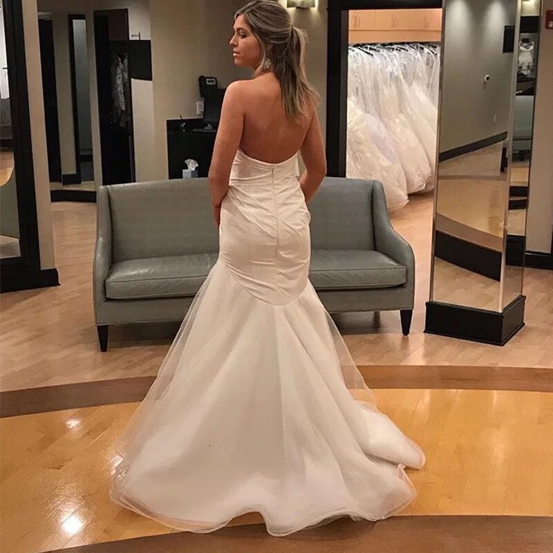 

2021 New Strapless Novia Robe Mariee, a Bride, Dressed As Mermaid Wedding Gown, 1087. OB4O, Same as pictures
