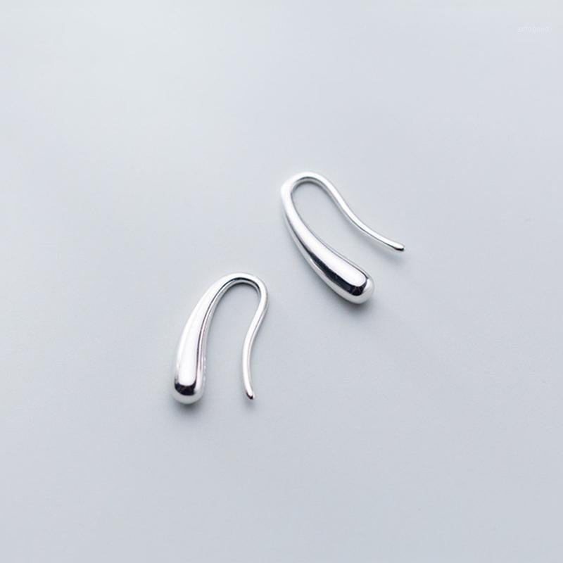 

Authentic 100% 925 Sterling Silver Minimalism Smooth Water Drop Tears Dangle Hook Earrings For Women Fashion Jewelry E73471