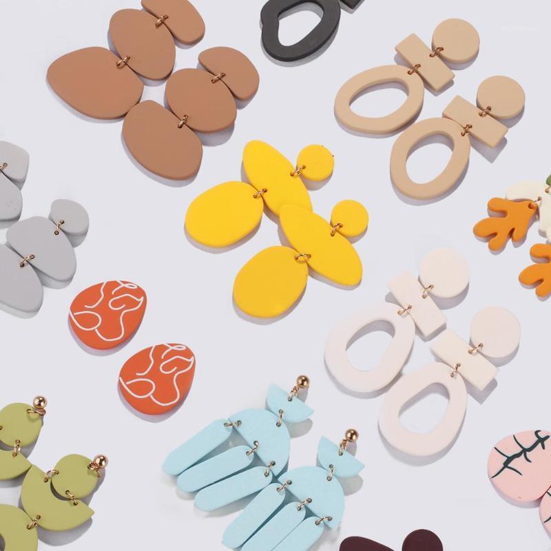 

AENSOA 1Pair Fashion Geometric Painting Acrylic Drop Earrings for Women Candy Color Dangle Earrings Korea Jewelry Gift 2020 New1