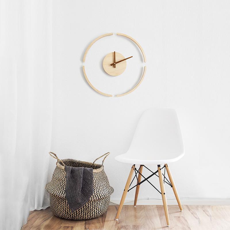 

Creative Wooden Wall Clock Nordic Mute Living Room Clock Wall Bedroom Mechanism Reloj Pared Madera Home Decoration DD45WC1