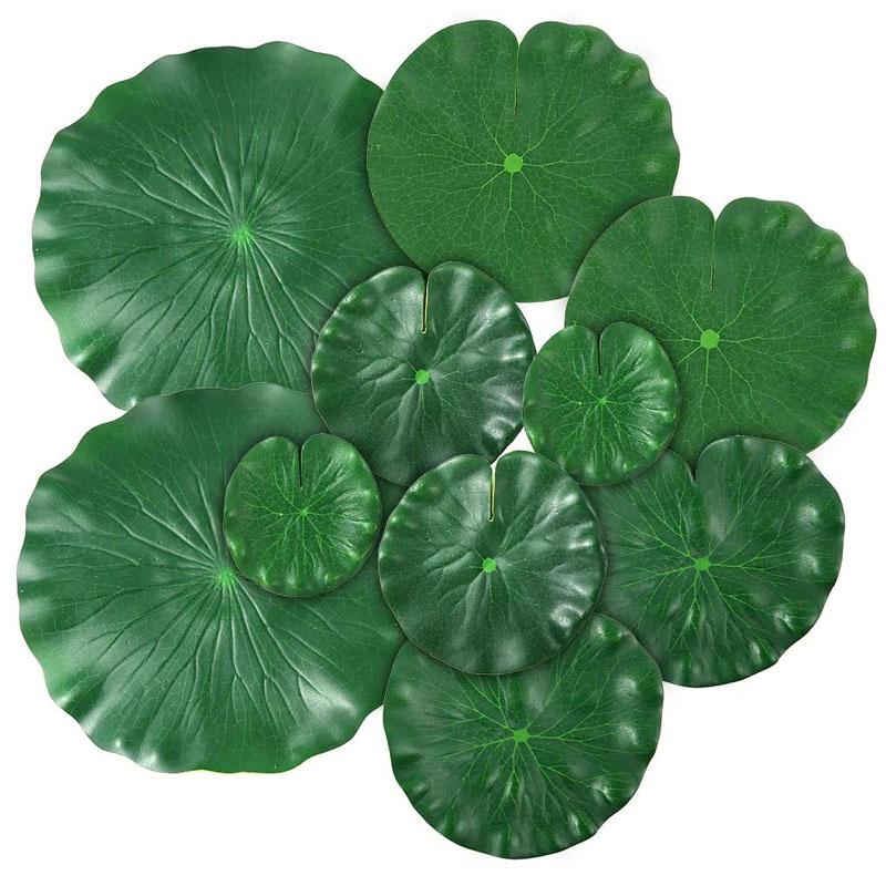 

15 Pieces 5 Kinds Artificial Floating Foam Lotus Leaves Lily Pads Fake Foliage Pond Decor for Pool Aquarium Decoration, Green