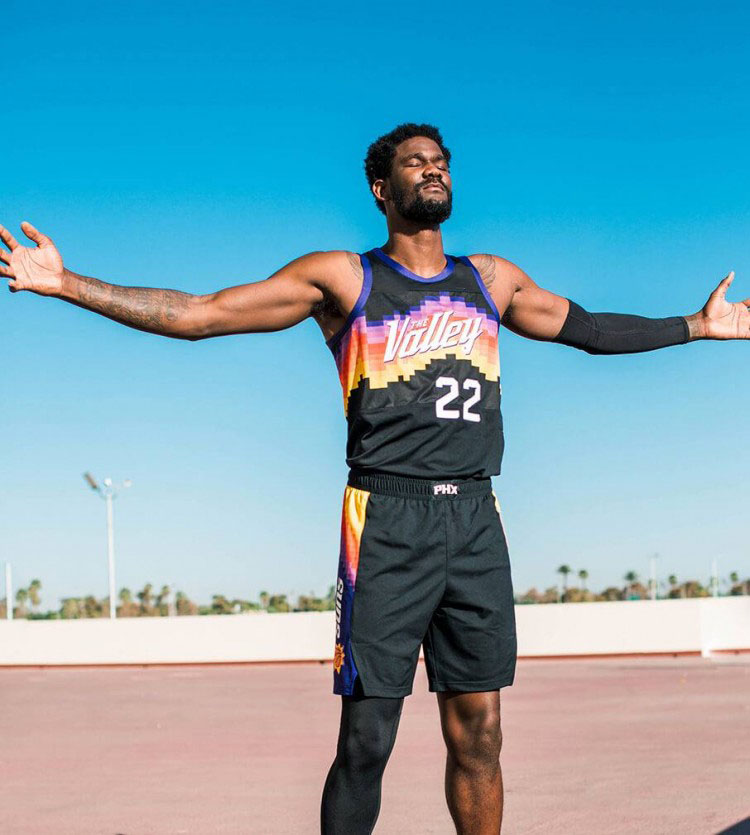 

MEN Deandre Ayton Black City The Valley 2020 21 Basketball Jersey S-5XL, Color1