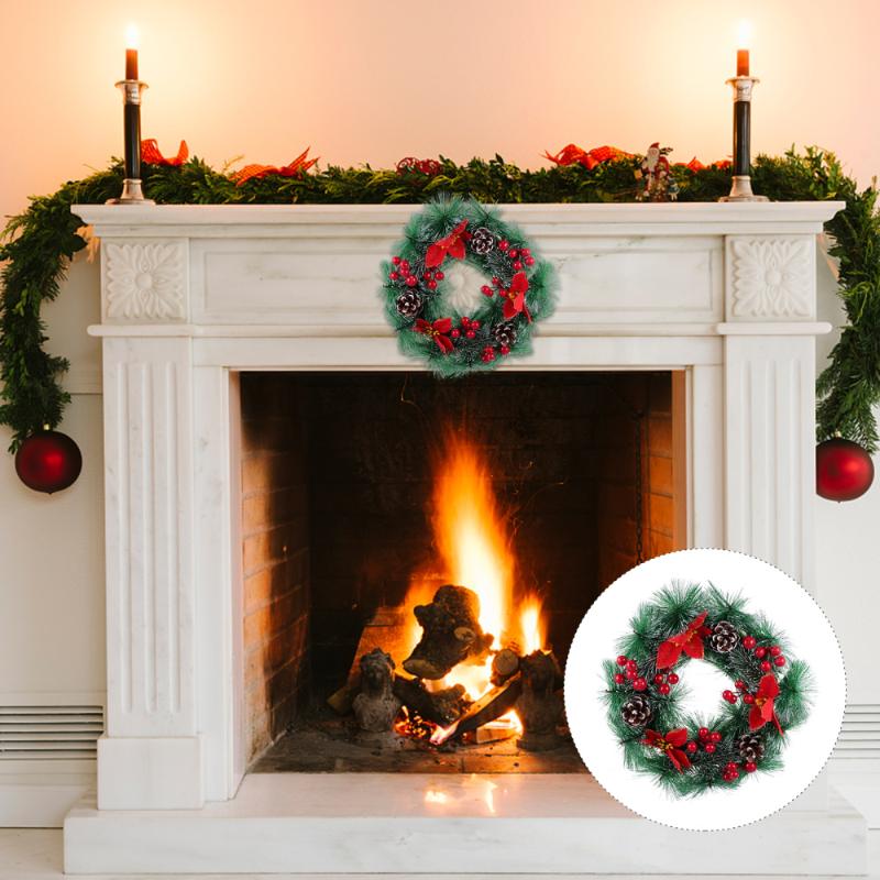 

1pc Christmas Decorative Wreath Handmade Imitation Christmas Wreath Door Hang