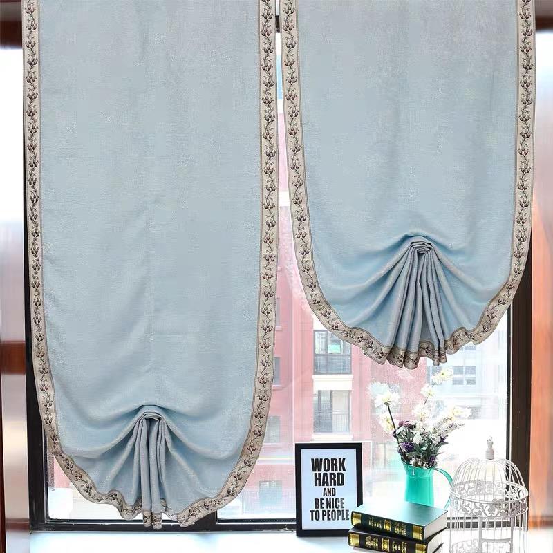 

Modern Style Light Blue Cotton&Linen Kitchen/Bathroom Blackout Curtain Decorative Roman Curtain Balloon Multi-size, Green