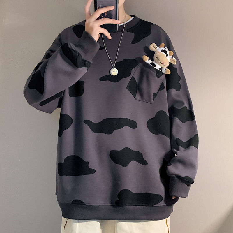 

New 2021 Best Man in Hoodies Instagram Cow Go with Loose Cheap Taste Bf Push and Heavy Harajuku Streetwear Hoodie Jacket CU9Y, Dark gray.