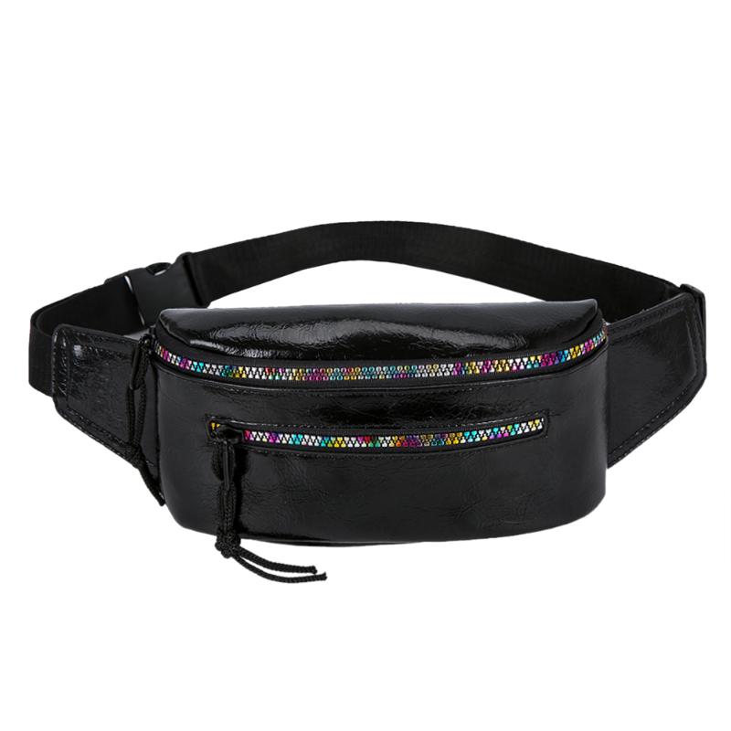 

HBP Fashion Fanny Chest Bag Women Money Waist Belt Purse Phone Pouch Colorful Zipper Leather Casual Crossbody Shoulder Pack BLACK