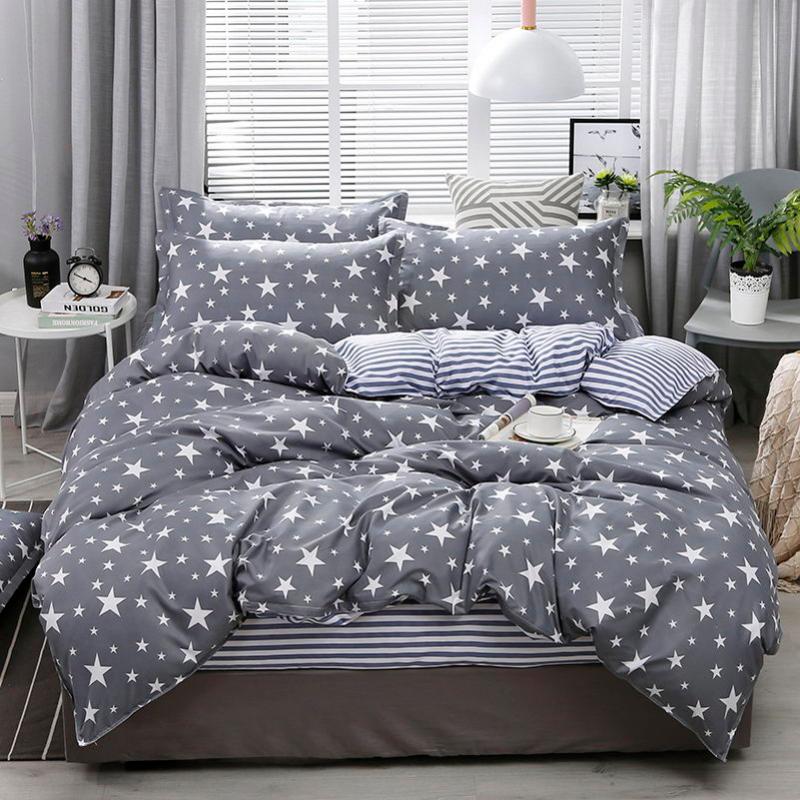 

3/4 pcs Luxury Comforter Bedding Sets Polyester King Size Bed Linings Bed Sheet AB side Duvet Cover Pillowcases Cover Set39, Color 9