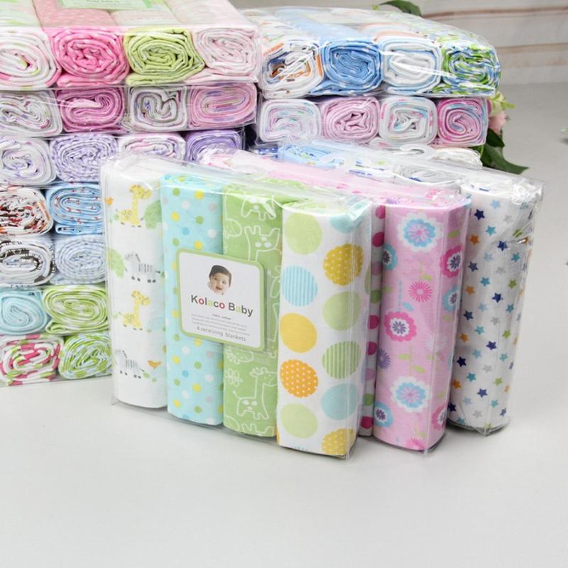 

DHL 20set 4Pcs/set Newborn Baby Blankets 100% Cotton Baby Swaddle Blanket for Newborns Photography Kids, White