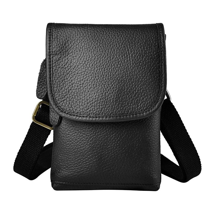 

Small Waist Pack Pockets Genuine Cow Leather Shoulder Bags 7 Inches Men's Crossbody Messenger Bag, Sky blue