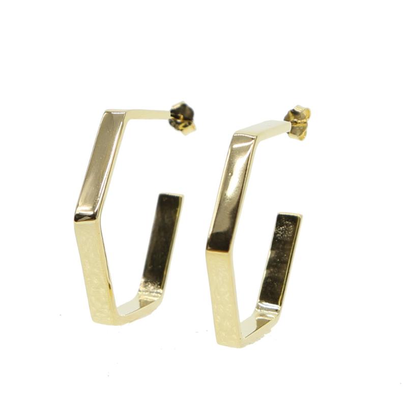

35mm big hexagon hoops plain fine 925 silver hoop geometric european women lady elegant simple classic earring 925 hoop style