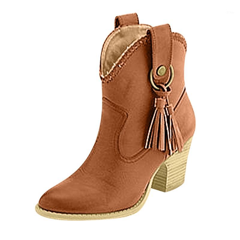 

JAYCOSIN 2019 Women Ankle Boots Block High Heels Botas Zapatos Mujer Leather Winter Shoes Plus Size Booties Cowboy Boots1, Ye