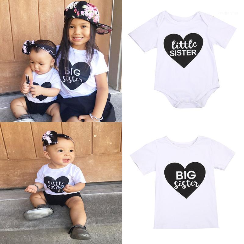 

Big/little Sister Newborn Infant Baby Romper Kids Short Sleeve Tshirt Sisters Outfit Family Matching Clothes Sweet Love Tops1, As pic