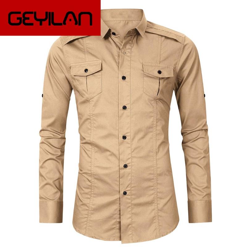 

Men' Fashion Shirt 2020 New Long Sleeve Casual Shirt Slim Cotton Lapel Shirts Men' High Quality Shirts, Kh