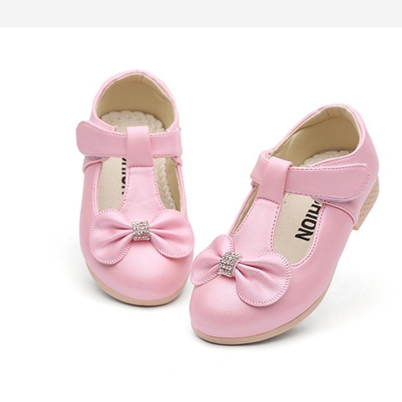 

Spring Autumn kids shoes for girl bowknot Rhinestone baby girl shoes kids Dance Wedding Party Girls 3-15years1, Pink