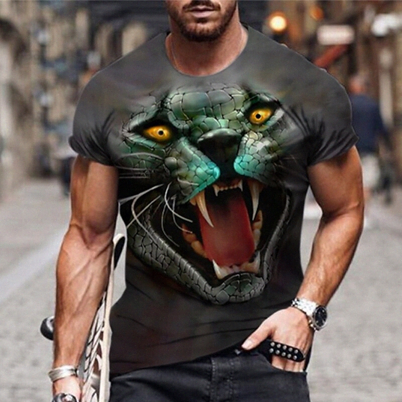 Men's Unisex T shirt 3D Print Graphic Prints Animal Crew Neck Street Daily Print Short Sleeve Tops Casual Designer Big and Tall Sports Black
