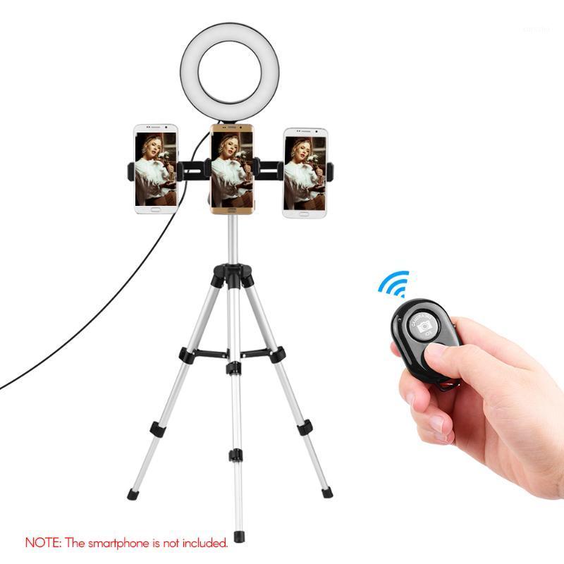 

6.3inch/16cm 2700K~6500K Bi-color Dimmable USB Ring Video Light+Portable Tabletop Tripod+Three-Phone Holder+ BT Remote Control1