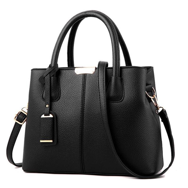 

Fashion Women PU Leather Handbags Luxury Ladies Hand Bags Purse Shoulder Bags Brand 20#15, Black