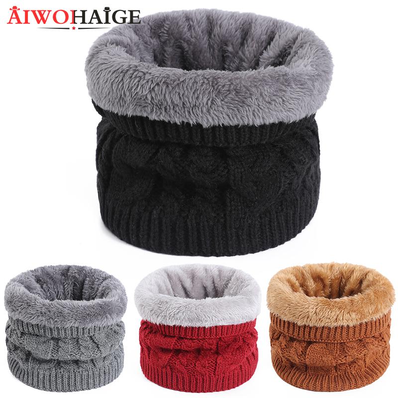 

Knitted Scarf Solid Cashmer-like Winter Snood Scarves Lady Warm Wool Fur Thick Unisex Men Neck Scarfs ring 2020 Fashion Women