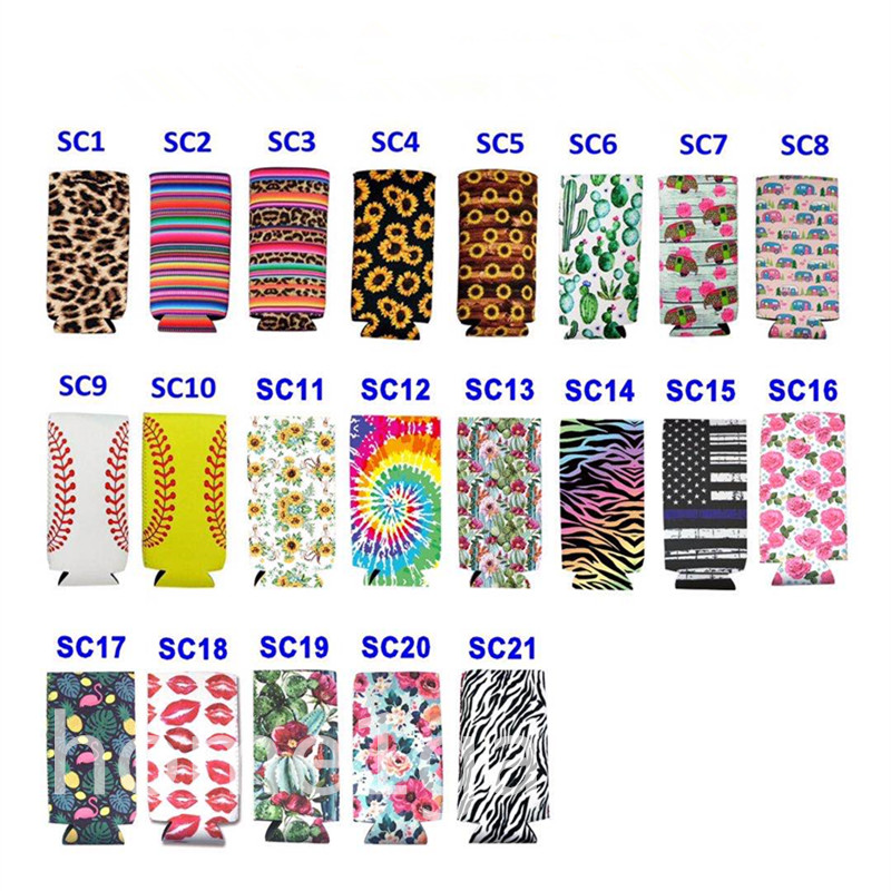 

Neoprene Slim Can Sleeve Insulator Cooler Can Holder Water Bottle Covers Bottle Case Pouch Leopard Sunflower Baseball Pattern