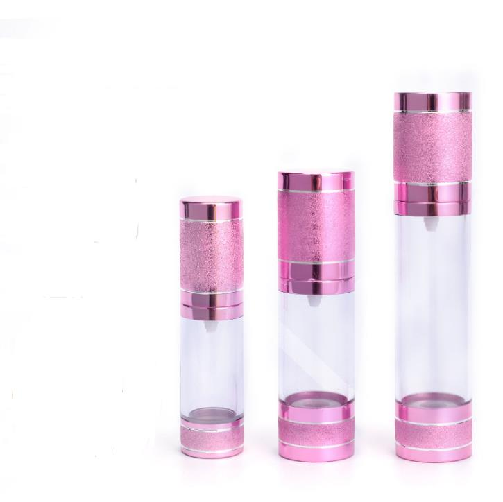 

15 30ml Gold Cosmetic Airless Pump Bottle Portable Refillable Pump Dispenser Bottle For Lotion Airless Pink Cosmetic Container SN5089