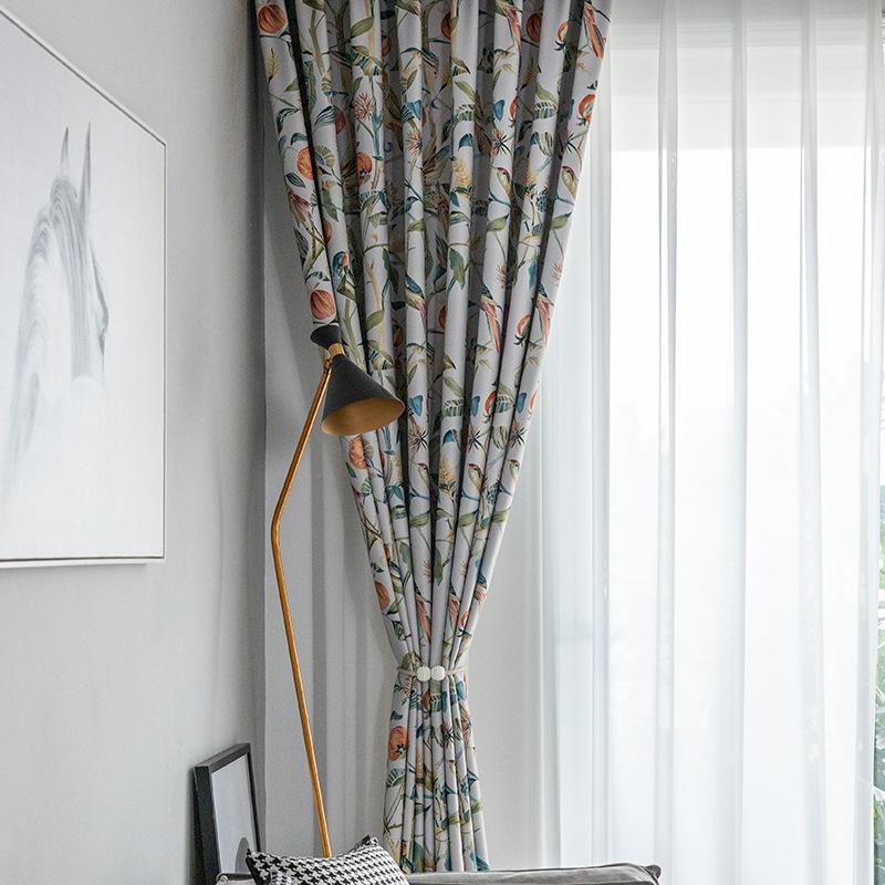 

Harvest and Birds] Printed Curtains Modern Simple for Living Room Bedroom Study Curtains Double-sided MaBlackout, White tulle