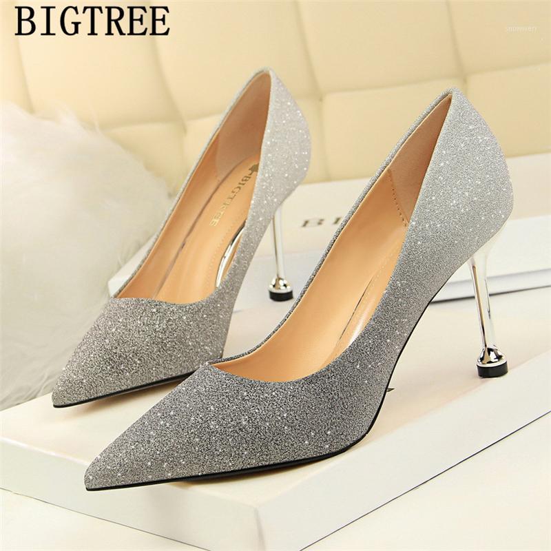 

Glitter Heels Ladies Pumps Fetish High Heels Women Wedding Shoes 2021 Sweet Pups Bigtree Shoes Luxury Women Designers Heel1