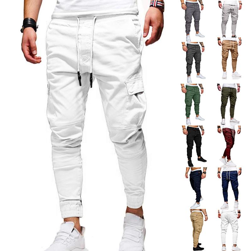 

Mens Cargo Pants Joggers Sweatpants Casual Male Sportswear Solid Multi-pocket Cargo Trousers Pants Plus Size, Dark gray 89