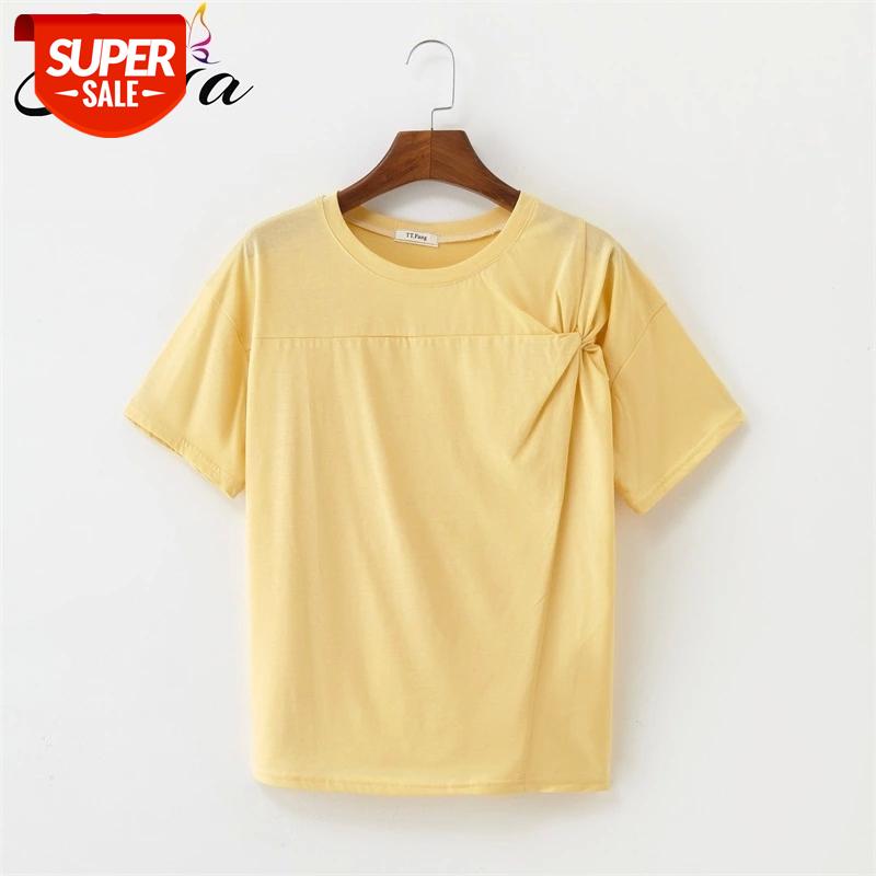 

H.SA 2019 Women Summer Casual Tee Shirts Solid Loose Tope High Elastic Solid Cotton T-shirts Basic Summer Tee Tops Cheap Tees #Zi7g, White