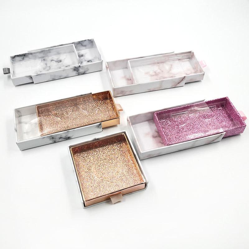 

New Marble Design3D Mink Eyelashes Box False Eyelashes Packaging Empty Lash Case Custom Logo Eyelash Box without Eyelashes