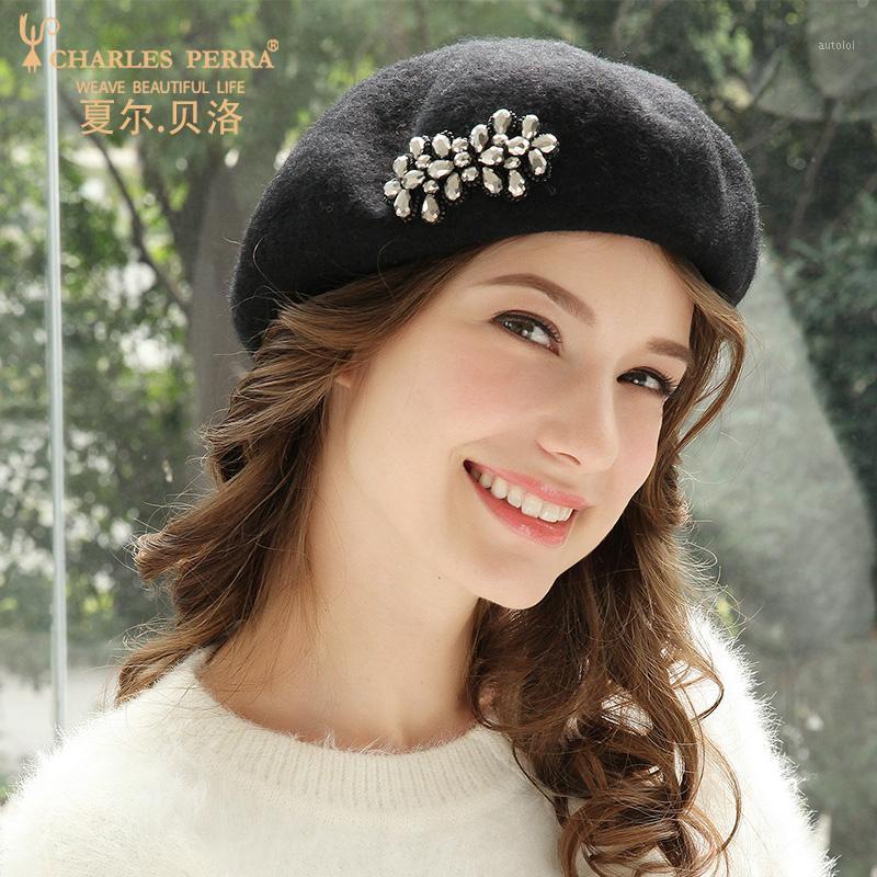 

Hats Women Autumn Winter Thermal Beret Hats Elegant Female Wool Keep Warm Winter Female Headwear 18311, White