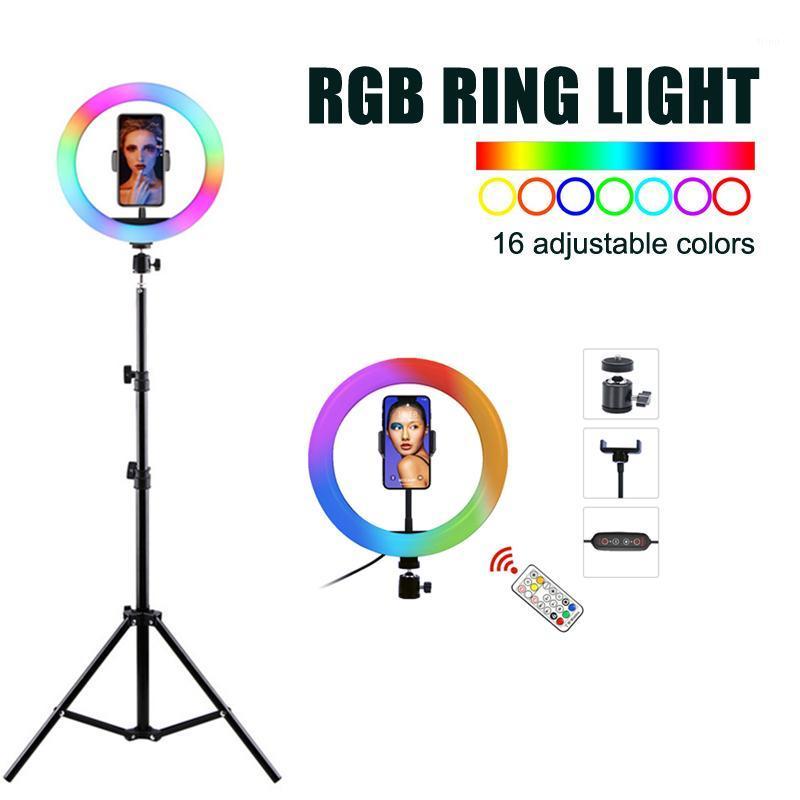 

RGB Colorful LED Ring Light 10 Inch 160CM Stand Rainbow Ringlight USB With Phone Stand Light Colors For tiktok Live Broadcast1