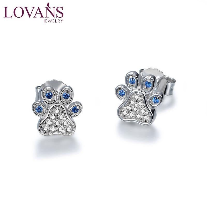 

LOVANS Silver Stud Earrings For Women Footprint 925 Silver Dog Cat Print Stud Earrings Valentines Gift For Couple