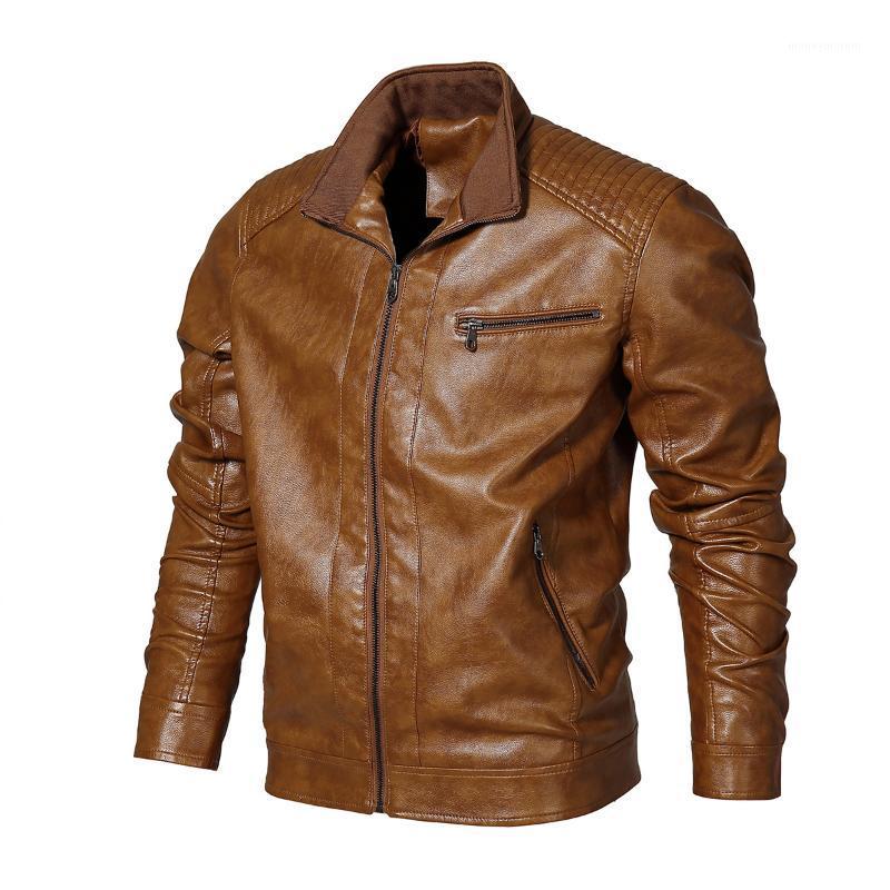 

Autumn High Quality PU Pure Color Male Foreign Trade Locomotive Leather Fashion Leather Coats Men' Skinny Fit Motorcycle Jacket1