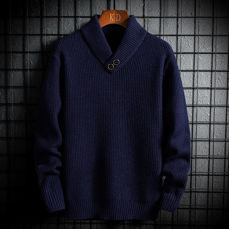 

Jersey 2021 Men's Autumn New Versatile Fashion Knit Long Sleeve Shirt Male Clothing DVYI, Navy