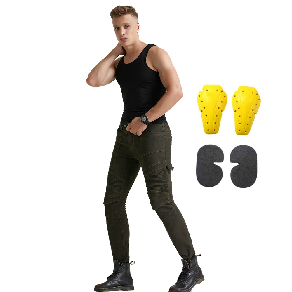 

2021 New Men Biker Denim Jeans Motorcycle Riding Pants Large Pockets Cycling Knight Trousers for Atv Off Road Dirt Bike Ice Skating H6nv