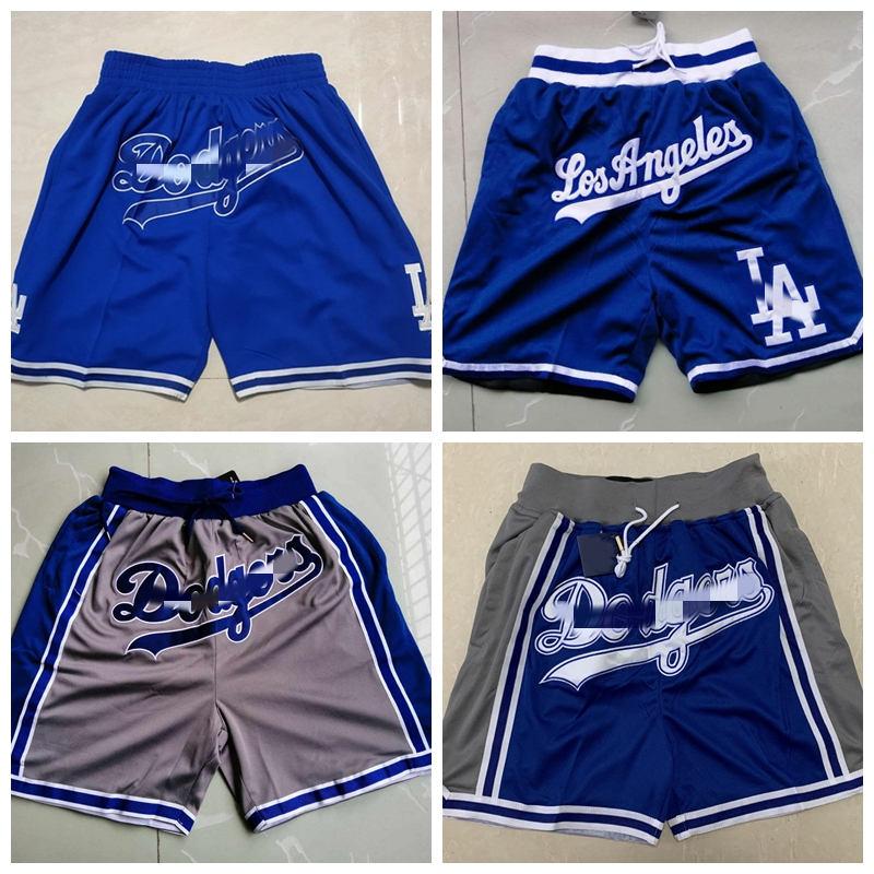 

2020 New Los Angeles Dodgers Men Baseball short JUST DON Pocket pants By Mitchell & Ness Retro S-3XL, Black;red