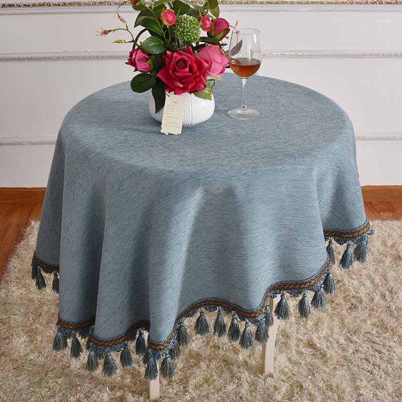 

Simple European Style Balcony Small round Coffee Table Tablecloth Dust Towel Occasional Table Simple Thick Tablecloth1, Light apricot
