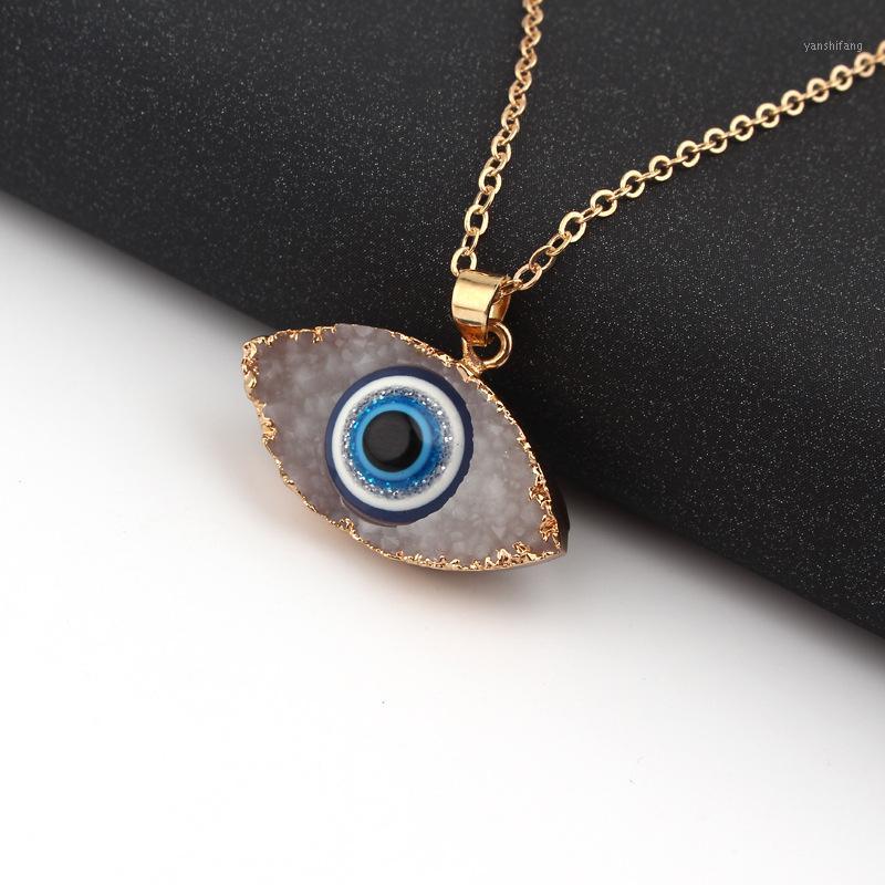 

Pendant Necklaces Ethnic Gold Color Long Chain Evil Eye Necklace Minimalist Quartz Black White Turkish Lucky For Women Jewelry Gift1